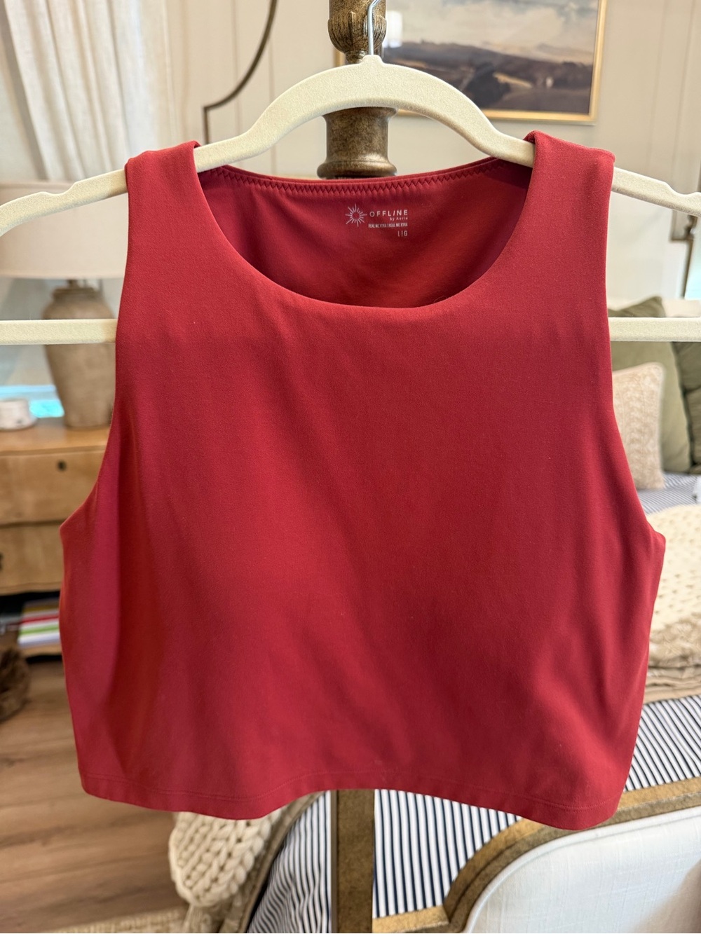 Aerie Offline Orangey-red Sleeveless athletic Top with built in bra